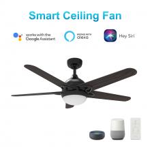 Carro USA VS525W-L12-B5-1 - Solasta 52'' Smart Ceiling Fan with Remote, Light Kit Included, Works with Google Assistant,