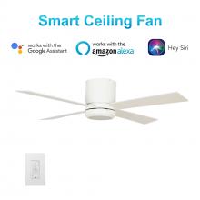 Carro USA VWGS-524G-L12-W1-1FM - Arlington 52-inch Smart Ceiling Fan with wall control, Light Kit Included, Works with Google Assista