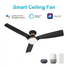 Carro USA VS523P1-L22-B2-1-FM - Spezia 52-inch Indoor/Damp Rated Outdoor Smart Ceiling Fan, Dimmable LED Light Kit & Remote Control,