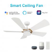 Carro USA VS525B6-L12-W1-1G - Savili 52'' Smart Ceiling Fan with Remote, Light Kit Included?Works with Google Assistant an