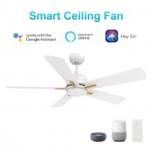  VS525E3-L12-W1-1G - Olinda 52'' Smart Ceiling Fan with Remote, Light Kit Included?Works with Google Assistant an