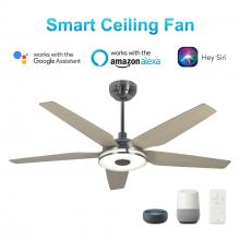 Carro USA VS525S-L13-S6-1 - Elira 52-inch Indoor/Outdoor Smart Ceiling Fan, Dimmable LED Light Kit & Remote Control, Works with