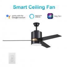 Carro USA VWGS-523A-L11-B2-1G - Raiden 52-inch Indoor Smart Ceiling Fan with LED Light Kit and Wall Control, Works with Google Assis