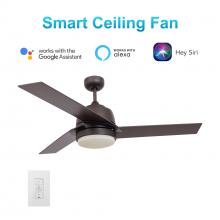 Carro USA VWGS-523A1-L12-B5-1 - Aeryn 52-inch Smart Ceiling Fan with wall control, Light Kit Included, Works with Google Assistant,