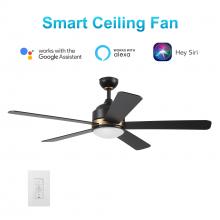 Carro USA VWGS-525A2-L11-B2-1G - Simoy 52-inch Indoor Smart Ceiling Fan with LED Light Kit and Wall Control, Works with Google Assist