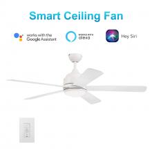 Carro USA VWGS-525A2-L11-WN-1 - Simoy 52-inch Indoor Smart Ceiling Fan with LED Light Kit and Wall Control, Works with Google Assist