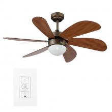 Carro USA WGS-386E-L11-DD-1 - Minimus 38-inch Indoor Smart Ceiling Fan with Light Kit & Wall Control, Works with Al