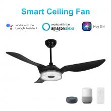 Carro USA VS523F-L12-B2-1 - Fletcher 52-inch Indoor/Outdoor Smart Ceiling Fan, Dimmable LED Light Kit & Remote Control, Works wi
