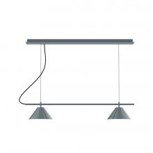 Montclair Light Works CHBX445-40-C21-L12 - 2-Light Linear Axis LED Chandelier with White SJT Cord, Slate Gray