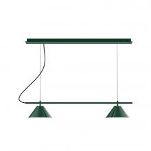  CHBX445-42-L12 - 2-Light Linear Axis LED Chandelier, Forest Green