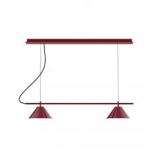 Montclair Light Works CHBX445-55-C21-L12 - 2-Light Linear Axis LED Chandelier with White SJT Cord, Barn Red