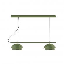 Montclair Light Works CHEX445-22-C21-L12 - 2-Light Linear Axis LED Chandelier with White SJT Cord, Fern Green