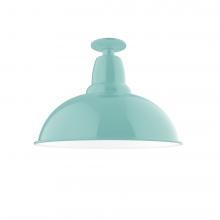 Montclair Light Works FMB108-48-W16-L13 - 16" Cafe LED Flush Mount Light with wire grill in Sea Green