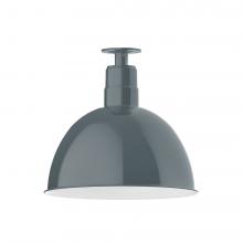Montclair Light Works FMB117-40-W16-L13 - 16" Deep Bowl shade, LED Flush Mount ceiling light with wire grill, Slate Gray