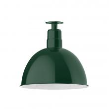 Montclair Light Works FMB117-42-W16-L13 - 16" Deep Bowl shade, LED Flush Mount ceiling light with wire grill, Forest Green