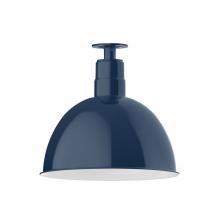 Montclair Light Works FMB117-50-W16-L13 - 16" Deep Bowl shade, LED Flush Mount ceiling light with wire grill, Navy