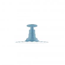  FMB158-54-G06 - 12" Radial shade, Flush Mount Light ceiling light with Frosted Glass and cast guard, Light Blue