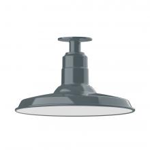 Montclair Light Works FMB183-40-W14-L13 - 14" Warehouse shade, LED Flush Mount ceiling light with wire grill, Slate Gray