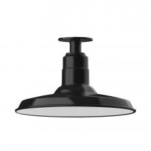 Montclair Light Works FMB183-41-W14-L13 - 14" Warehouse shade, LED Flush Mount ceiling light with wire grill, Black