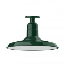 Montclair Light Works FMB183-42-W14-L13 - 14" Warehouse shade, LED Flush Mount ceiling light with wire grill, Forest Green