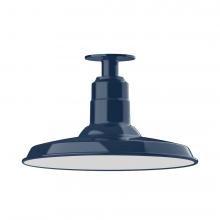 Montclair Light Works FMB183-50-W14-L13 - 14" Warehouse shade, LED Flush Mount ceiling light with wire grill, Navy