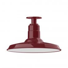 Montclair Light Works FMB183-55-W14-L13 - 14" Warehouse shade, LED Flush Mount ceiling light with wire grill, Barn Red
