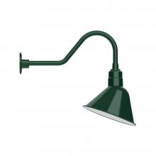 Montclair Light Works GNB103-42-B01-L12 - 12" Angle shade LED Gooseneck Wall mount, decorative canopy cover, Forest Green