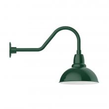 Montclair Light Works GNB106-42-W12-L12 - 12" Cafe shade, LED Gooseneck Wall mount with wire grill, Forest Green