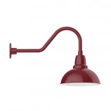 Montclair Light Works GNB106-55-W12-L12 - 12" Cafe shade, LED Gooseneck Wall mount with wire grill, Barn Red