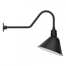 Montclair Light Works GNC104-41-B01-L13 - 14" Angle shade LED Gooseneck Wall mount, decorative canopy cover, Black