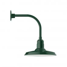 Montclair Light Works GNU183-42-L13 - 14" Warehouse shade, LED Curved Arm Wall mount, Forest Green
