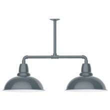  MSD108-40-T48-L13 - 16" Cafe shade, 2-light LED Stem Hung Pendant, Slate Gray