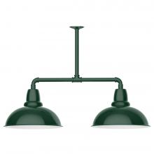  MSD108-42-T36-L13 - 16" Cafe shade, 2-light LED Stem Hung Pendant, Forest Green