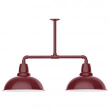  MSD108-55-T30-L13 - 16" Cafe shade, 2-light LED Stem Hung Pendant, Barn Red