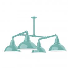  MSP106-48-W12-L12 - 12" Cafe shade, 4-light LED Stem Hung Pendant with wire grill, Sea Green