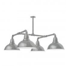  MSP106-49-W12-L12 - 12" Cafe shade, 4-light LED Stem Hung Pendant with wire grill, Painted Galvanized