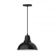  PEB106-41-C21-L12 - 12" Cafe shade, LED Pendant with white cord and canopy, Black