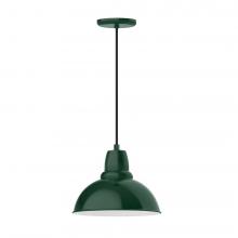  PEB106-42-C21-L12 - 12" Cafe shade, LED Pendant with white cord and canopy, Forest Green