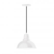  PEB106-44-C26-L12 - 12" Cafe shade, LED Pendant with ivory fabric cord and canopy, White