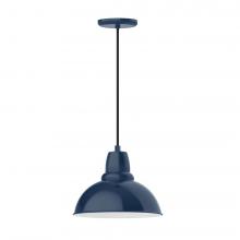  PEB106-50-C12-L12 - 12" Cafe shade, LED Pendant with gray solid fabric cord and canopy, Navy