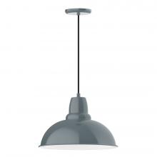 Montclair Light Works PEB108-40-C16-L13 - 16" Cafe shade, LED Pendant with navy mini tweed fabric cord and canopy, Slate Gray