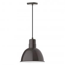  PEB116-51-C21-L12 - 12" Deep Bowl shade, LED Pendant with white cord and canopy, Architectural Bronze