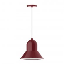  PEB123-55-C20-L12 - 12" Prima shade, LED Pendant with white solid fabric cord and canopy, Barn Red