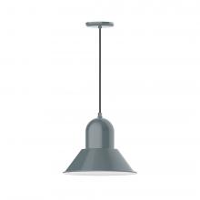 Montclair Light Works PEB124-40-C02-L13 - 14" Prima shade, LED Pendant with black solid fabric cord and canopy, Slate Gray