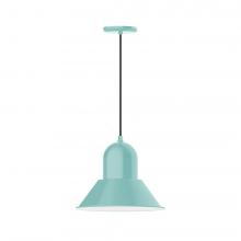 Montclair Light Works PEB124-48-C12-L13 - 14" Prima shade, LED Pendant with gray solid fabric cord and canopy, Sea Green