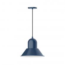 Montclair Light Works PEB124-50-C20-L13 - 14" Prima shade, LED Pendant with white solid fabric cord and canopy, Navy