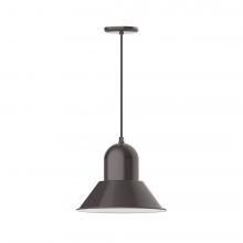 Montclair Light Works PEB124-51-C04-L13 - 14" Prima shade, LED Pendant with black and white houndstooth fabric cord and canopy