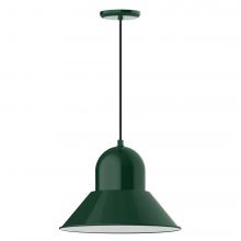  PEB125-42-C22-L13 - 16" Prima shade, LED Pendant with white and gray dot fabric cord and canopy, Forest Green