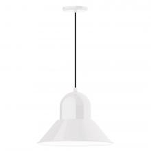  PEB125-44-C22-L13 - 16" Prima shade, LED Pendant with white and gray dot fabric cord and canopy, White