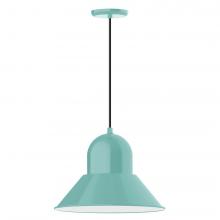  PEB125-48-C27-L13 - 16" Prima shade, LED Pendant with neutral argyle fabric cord and canopy, Sea Green